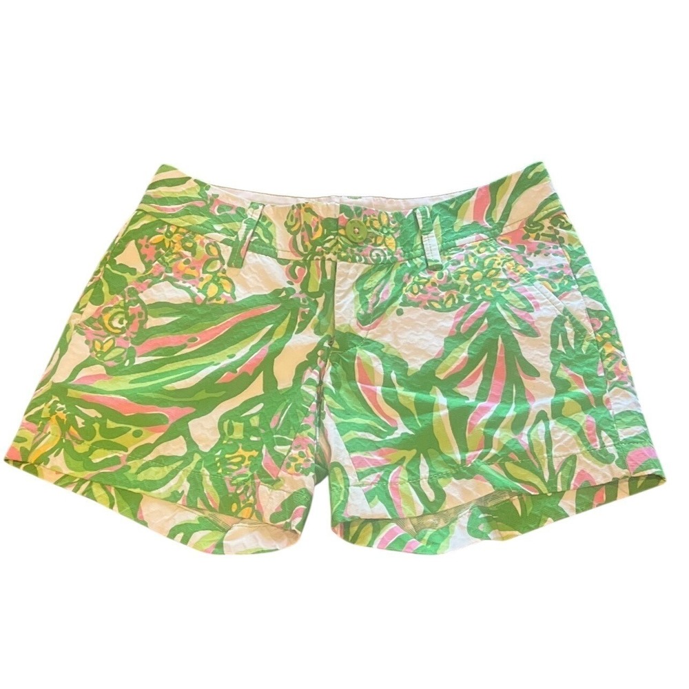 Lilly Pulitzer Callahan Shorts Seeing Pink Elephants Green Pink Sz 6 NWT
